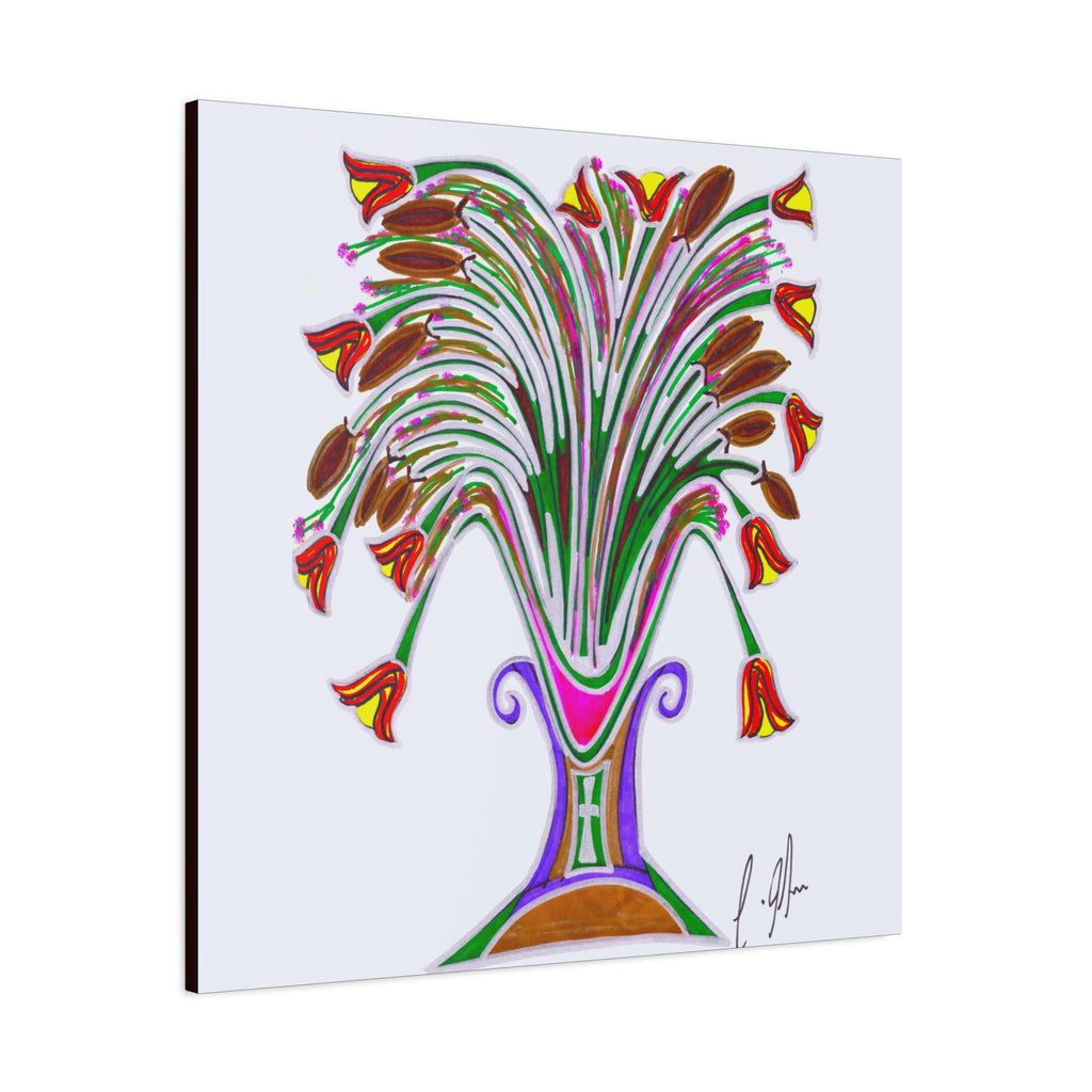 Botanical Burst Canvas Print — Colorful Floral Vase Wall Art