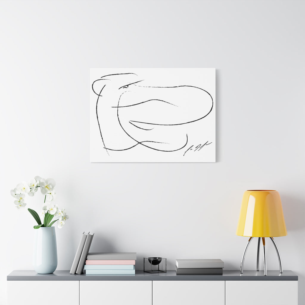 Minimalist Abstract Line Art Canvas — Black & White Stretched Matte