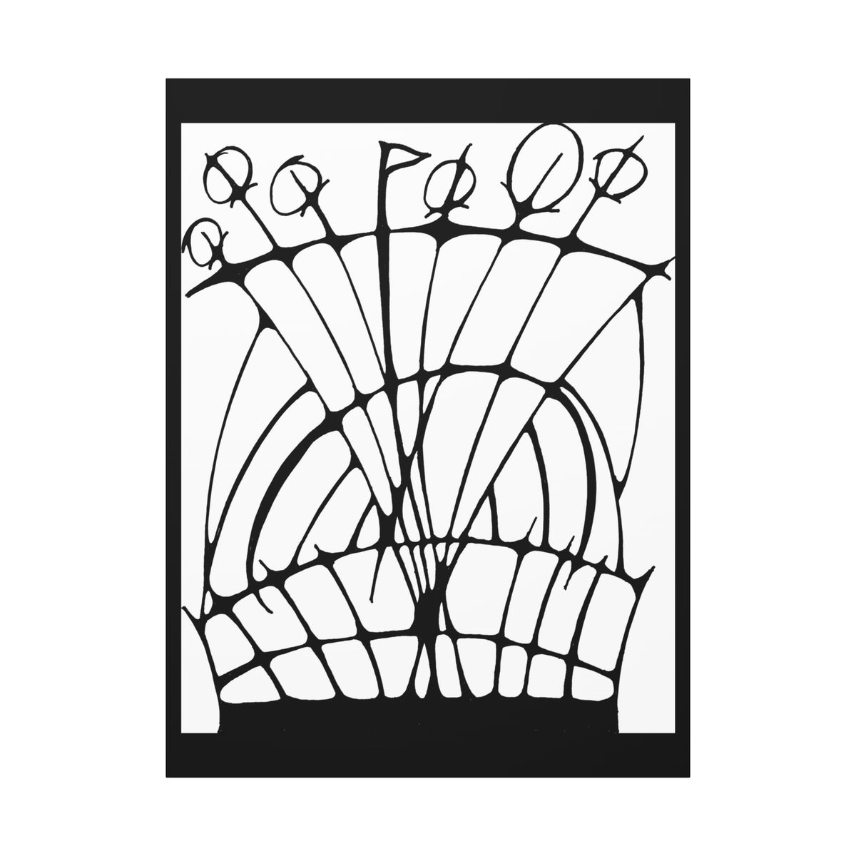 Abstract Black & White Floral Canvas Wall Art — Modern Stretched Matte Print