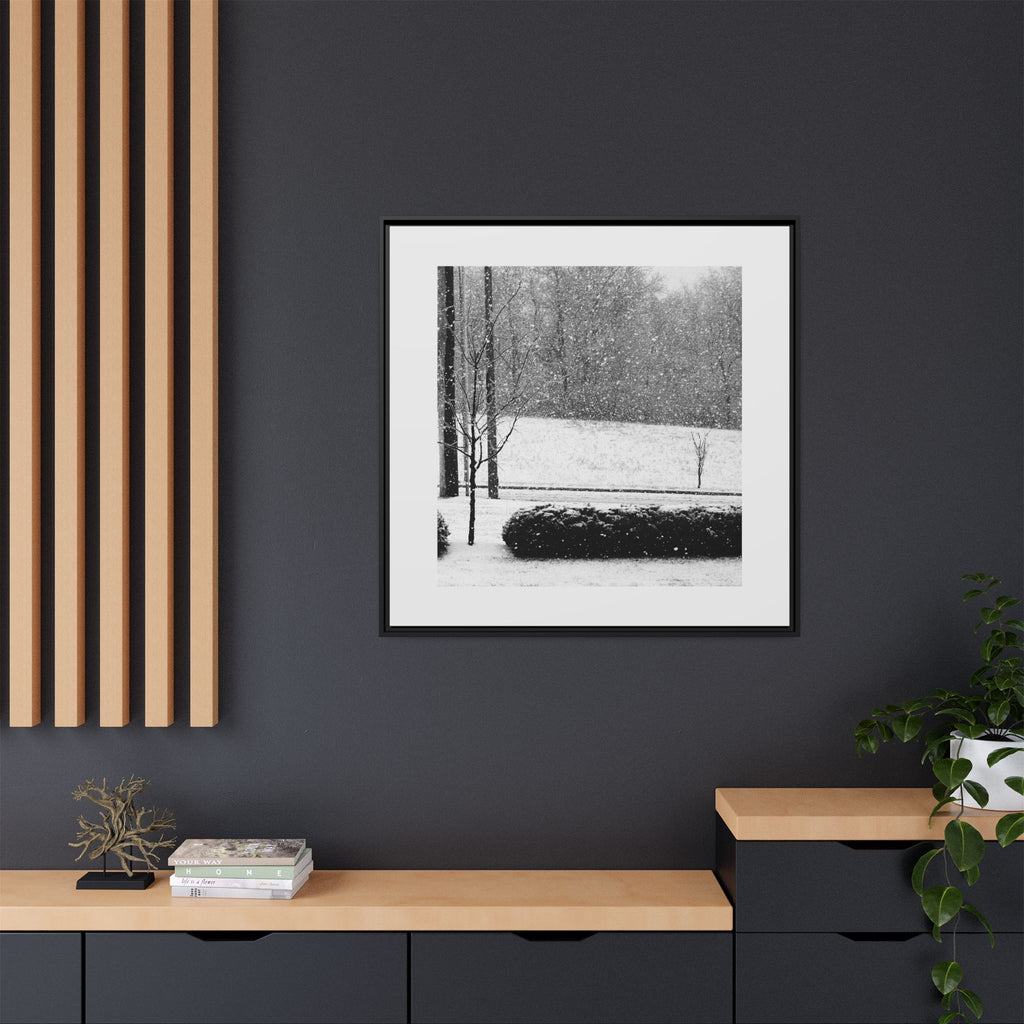 Snowing in the Park — Framed Matte Canvas Print — Winter Landscape Photography Wall Art