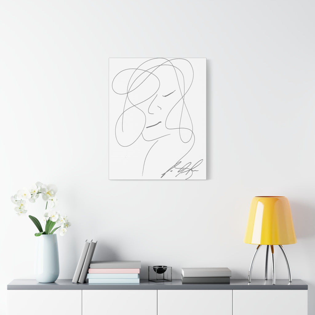 In Her Silence — Matte Canvas Print — Feminine Line Art Wall Art