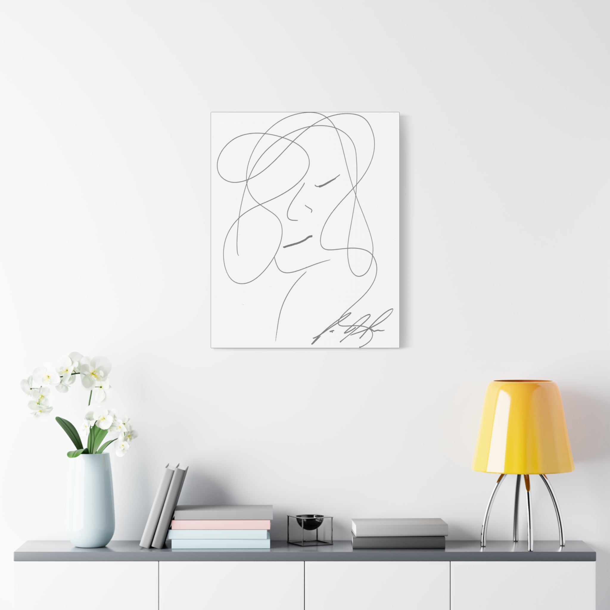 In Her Silence — Matte Canvas Print — Feminine Line Art Wall Art