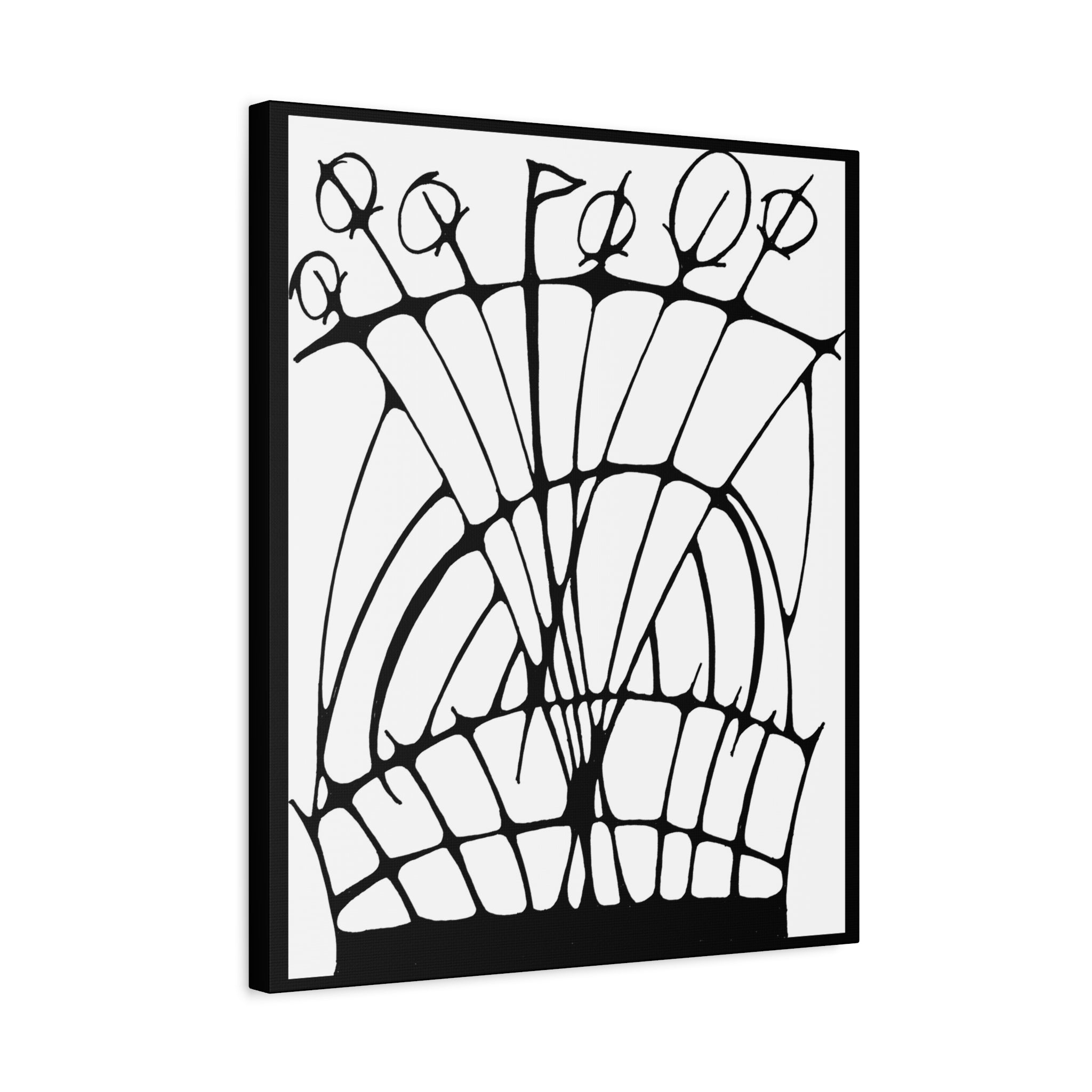 Abstract Black & White Floral Canvas Wall Art — Modern Stretched Matte Print