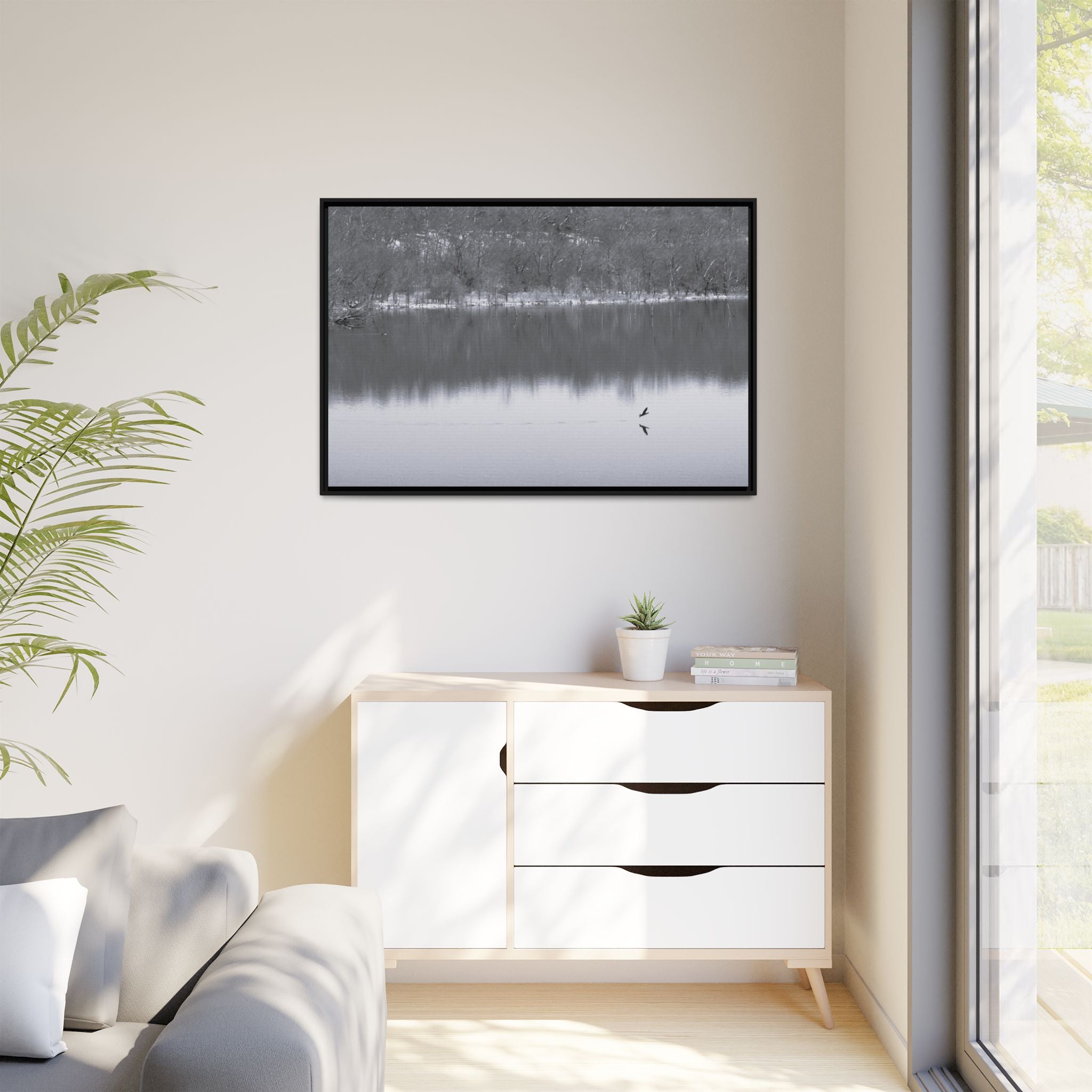 A Quiet Moment — Framed Matte Canvas Print — Black & White Nature Photography Wall Art