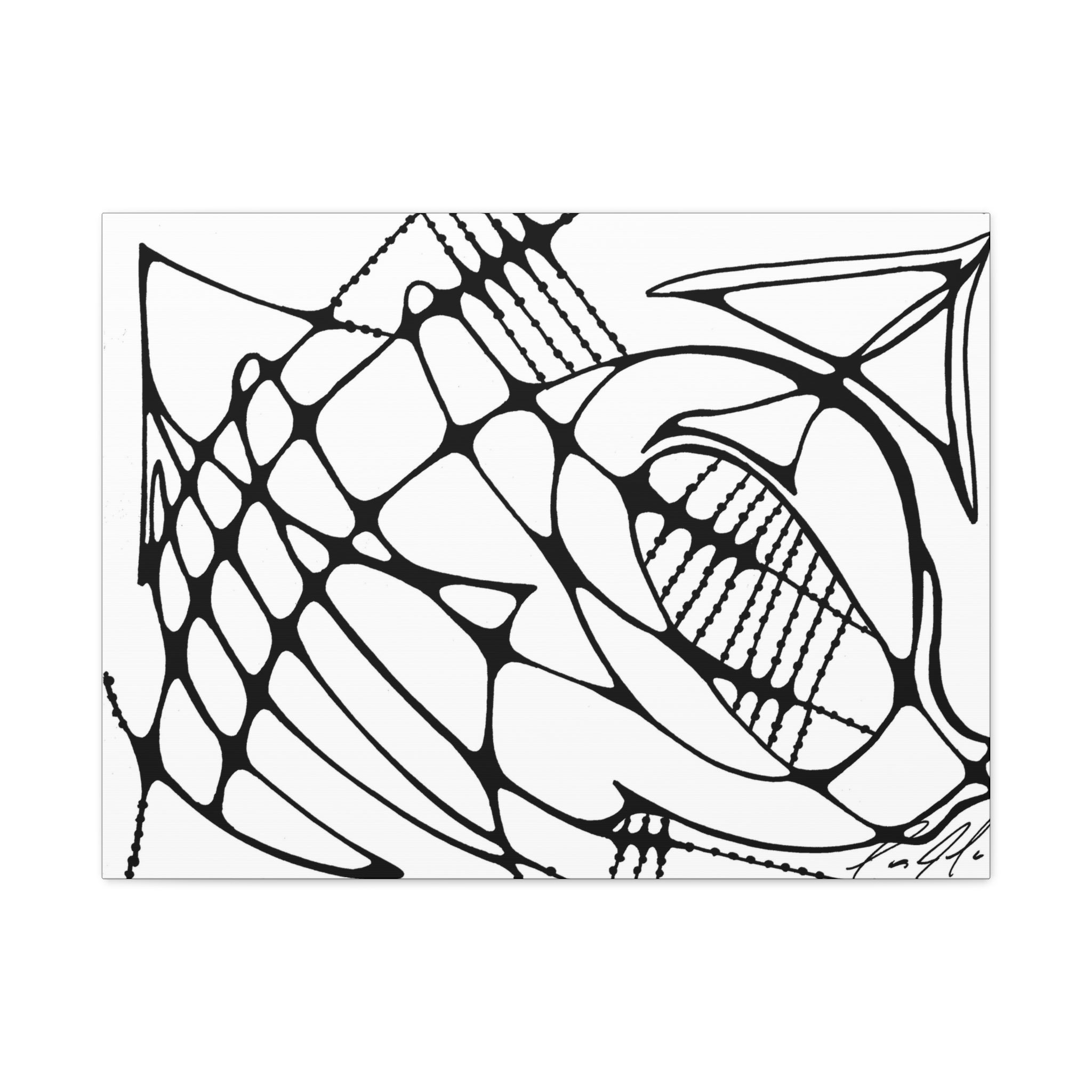 Abstract Black & White Line Art Canvas Print — Modern Geometric Wall Decor