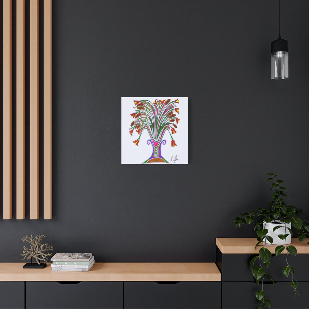 Botanical Burst Canvas Print — Colorful Floral Vase Wall Art