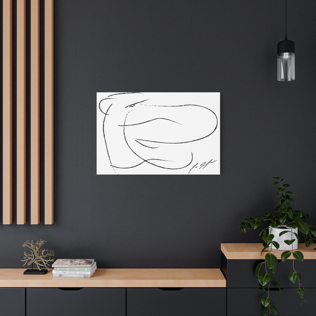 Minimalist Abstract Line Art Canvas — Black & White Stretched Matte