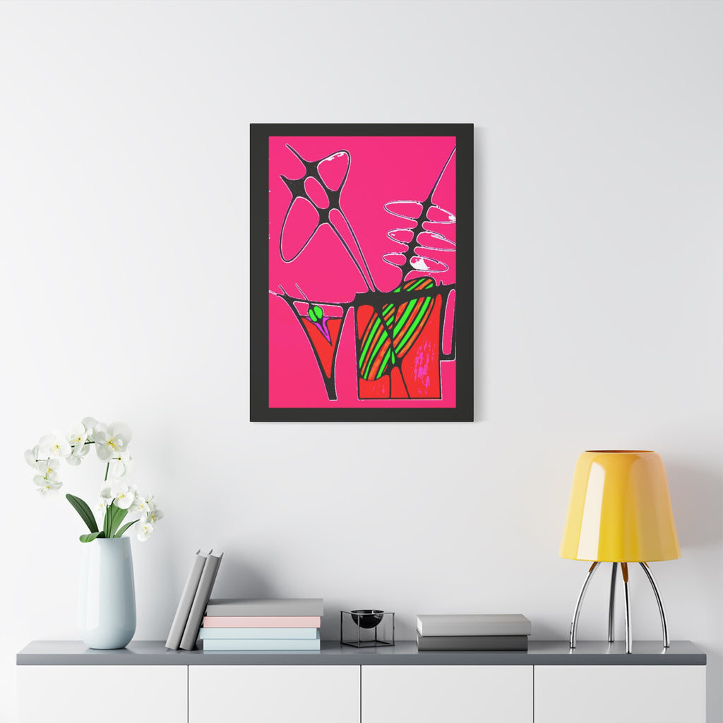 Abstract Cocktails 1 — Matte Canvas Print — Hot Pink Cocktail Wall Art