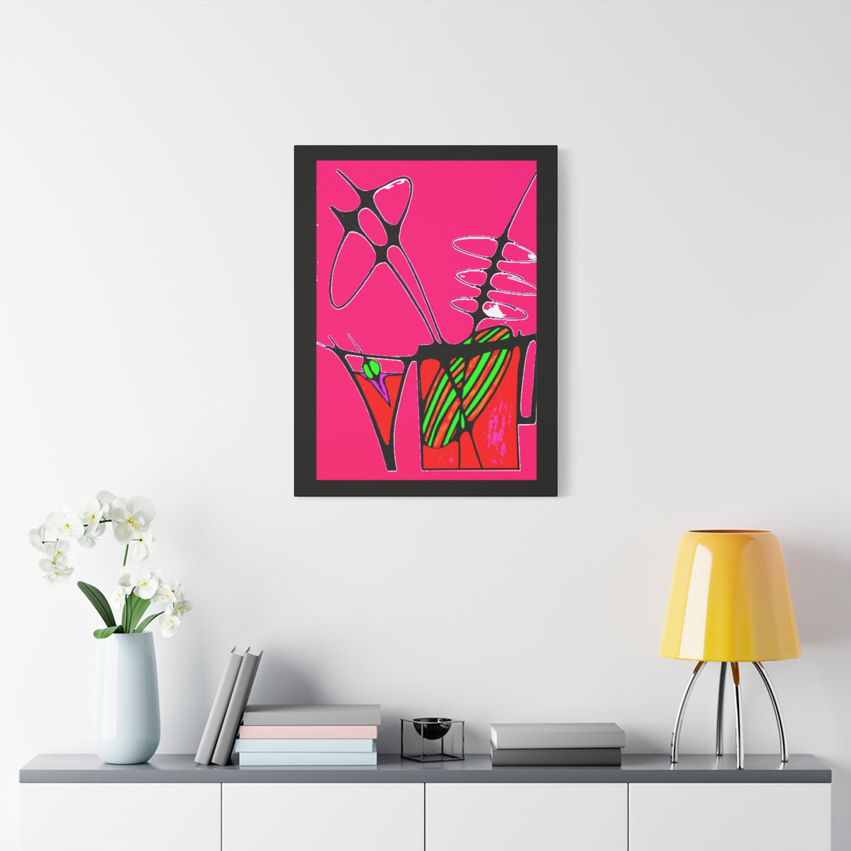 Abstract Cocktails 1 — Matte Canvas Print — Hot Pink Cocktail Wall Art