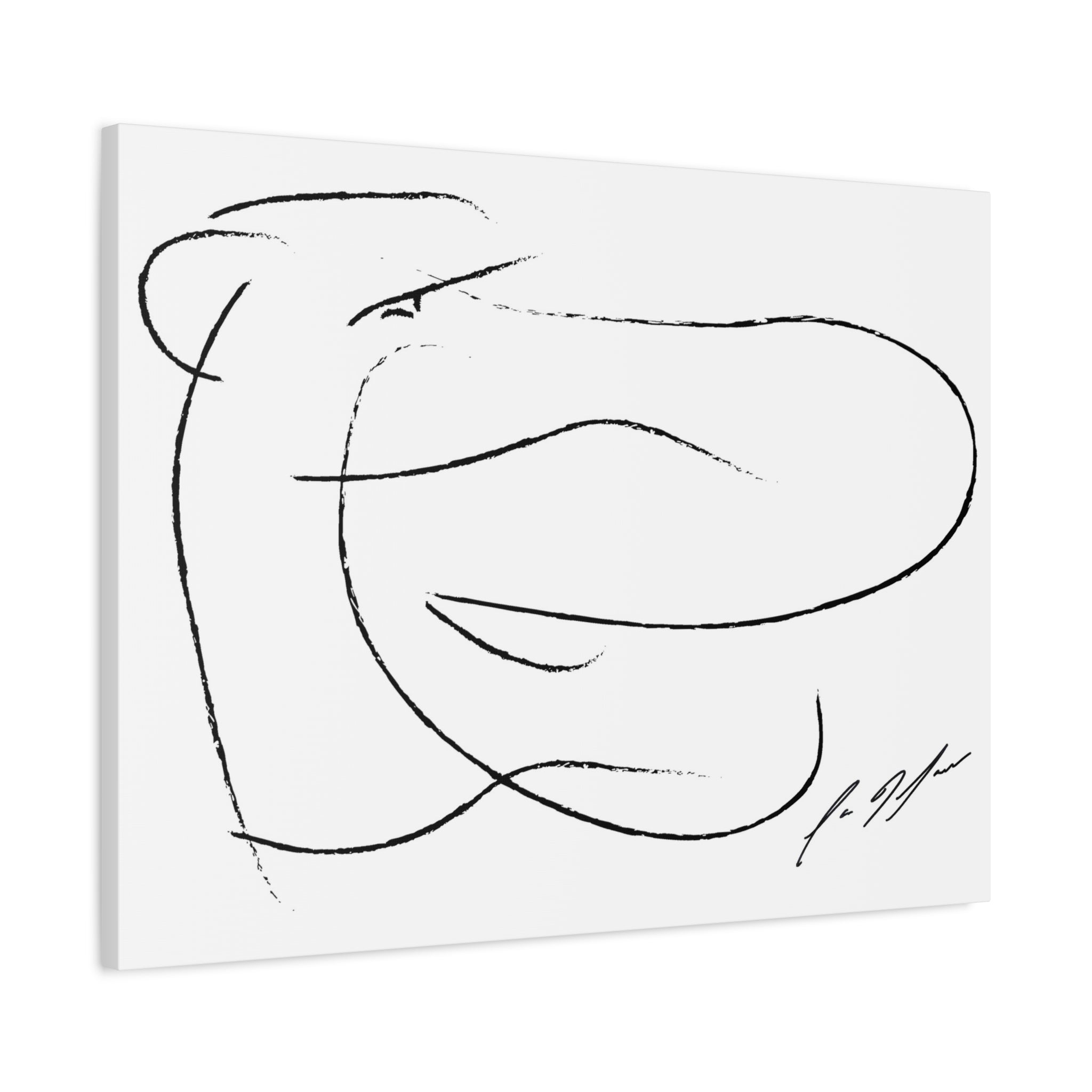 Minimalist Abstract Line Art Canvas — Black & White Stretched Matte