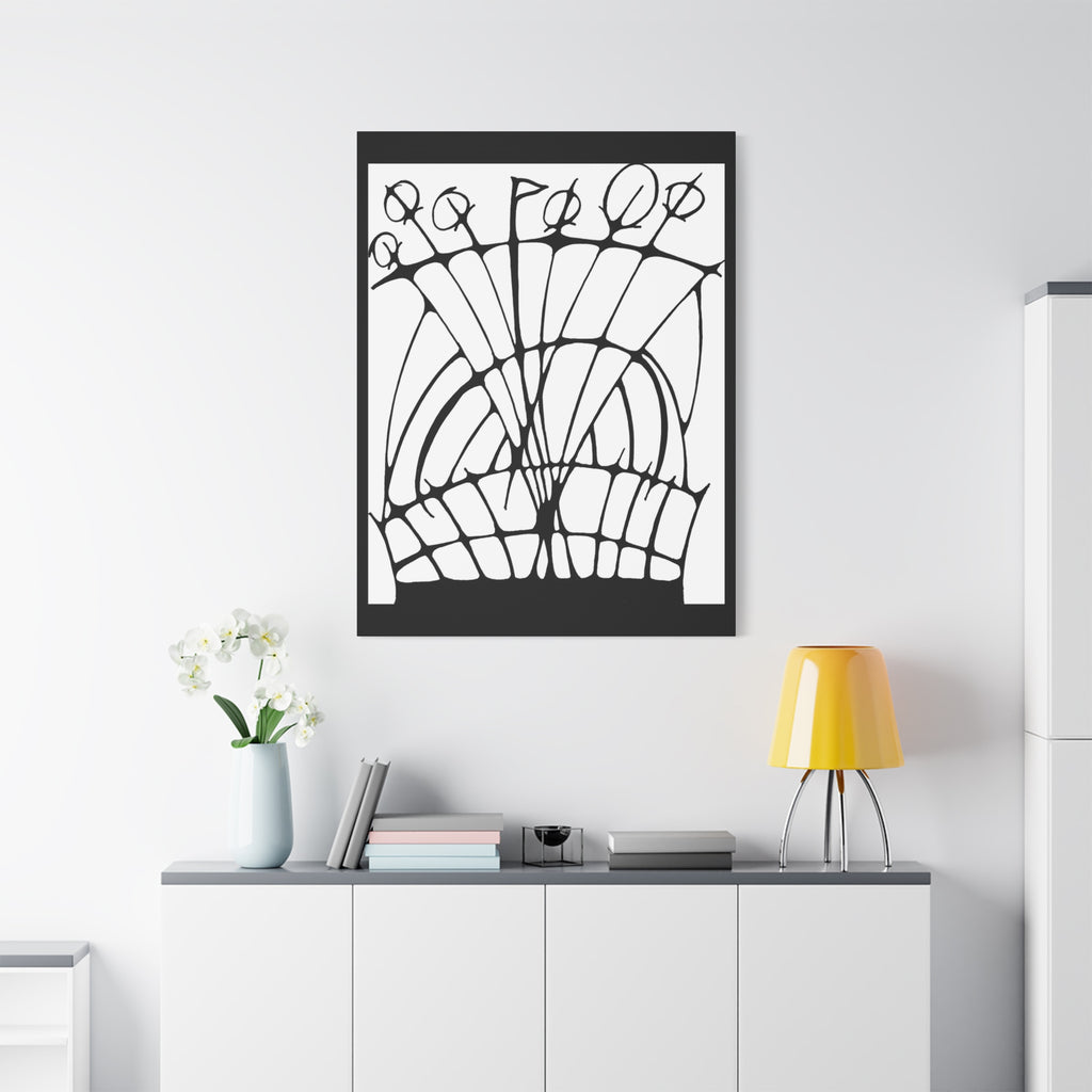Abstract Black & White Floral Canvas Wall Art — Modern Stretched Matte Print