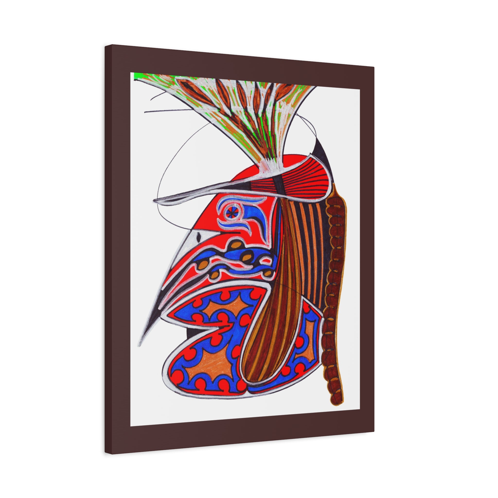 Native Face — Tribal Abstract Matte Canvas Print — Stretched Wall Art (1.25" Depth)