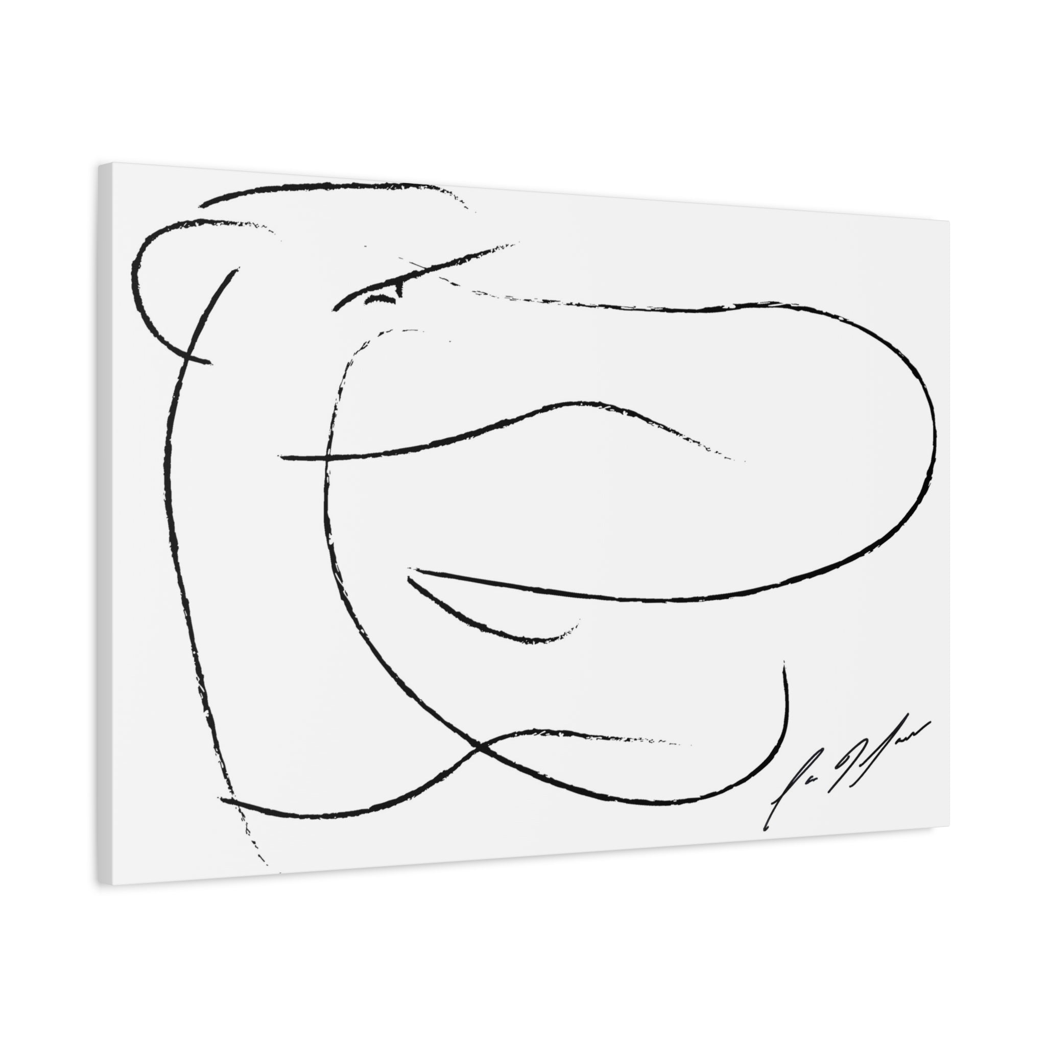 Minimalist Abstract Line Art Canvas — Black & White Stretched Matte