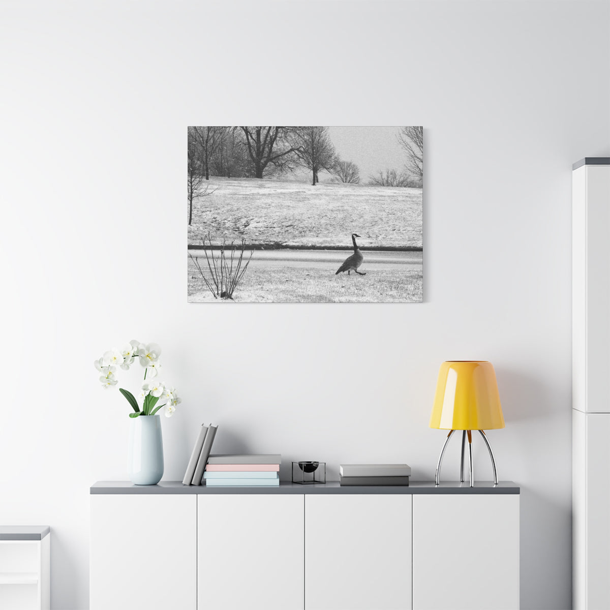 Unbothered — Matte Canvas Print — Black & White Bird Photography Wall Art