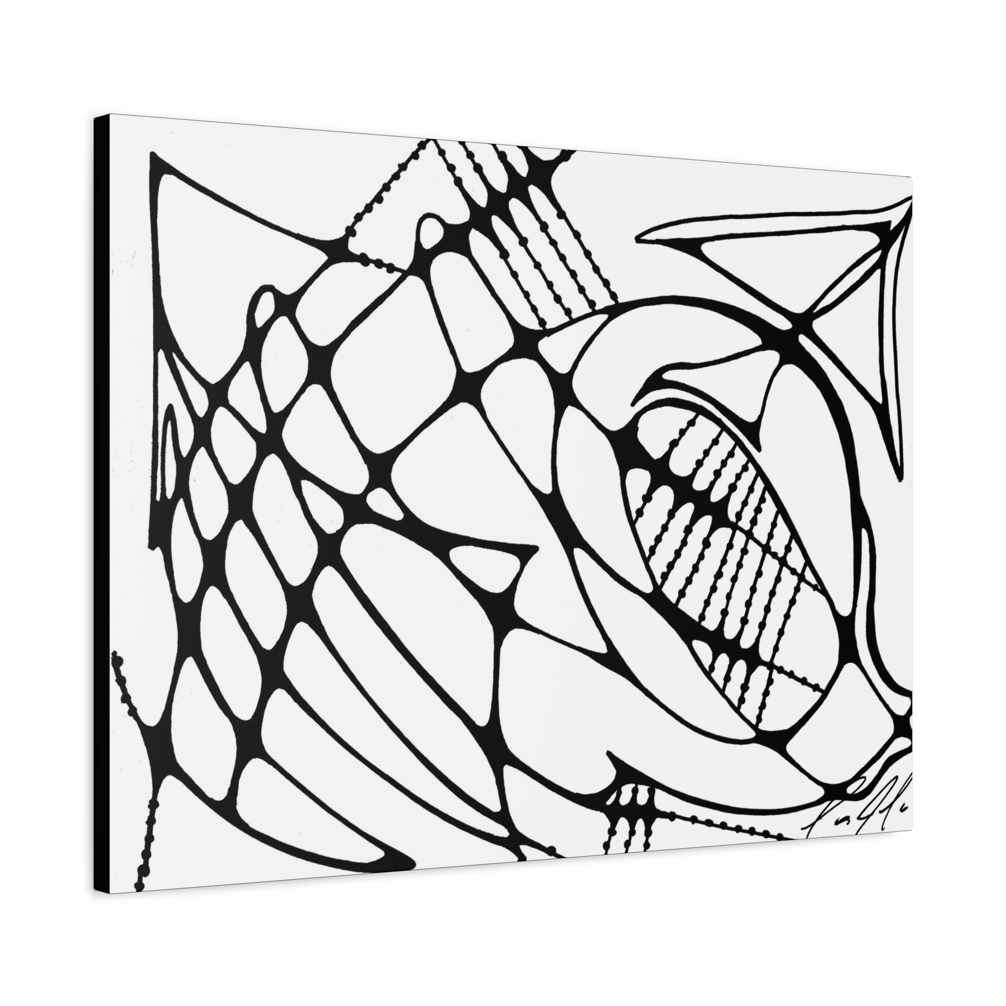 Abstract Black & White Line Art Canvas Print — Modern Geometric Wall Decor