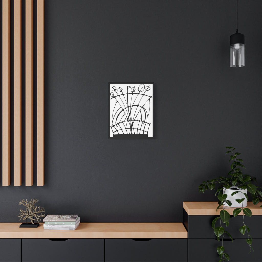 Abstract Black & White Floral Canvas Wall Art — Modern Stretched Matte Print