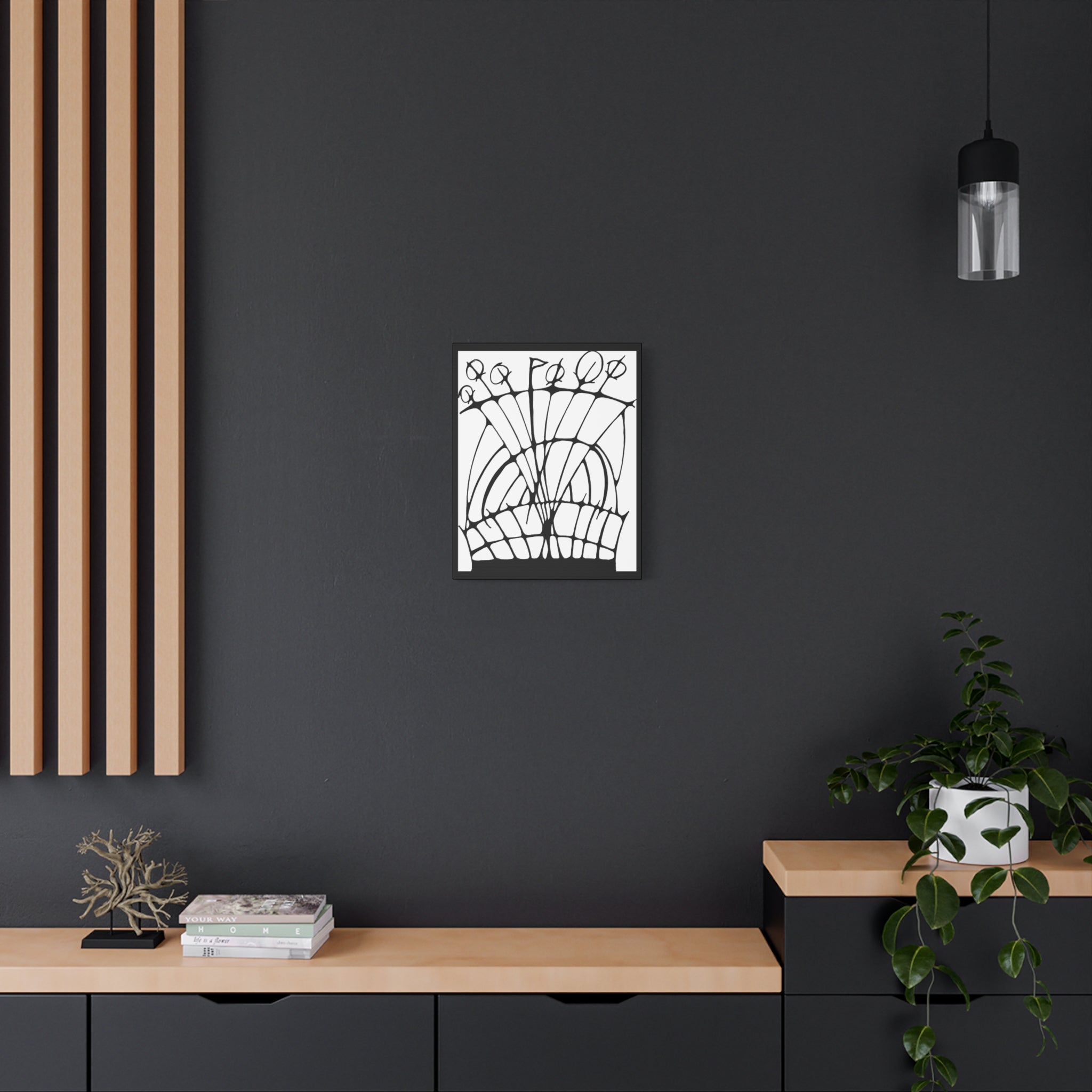 Abstract Black & White Floral Canvas Wall Art — Modern Stretched Matte Print