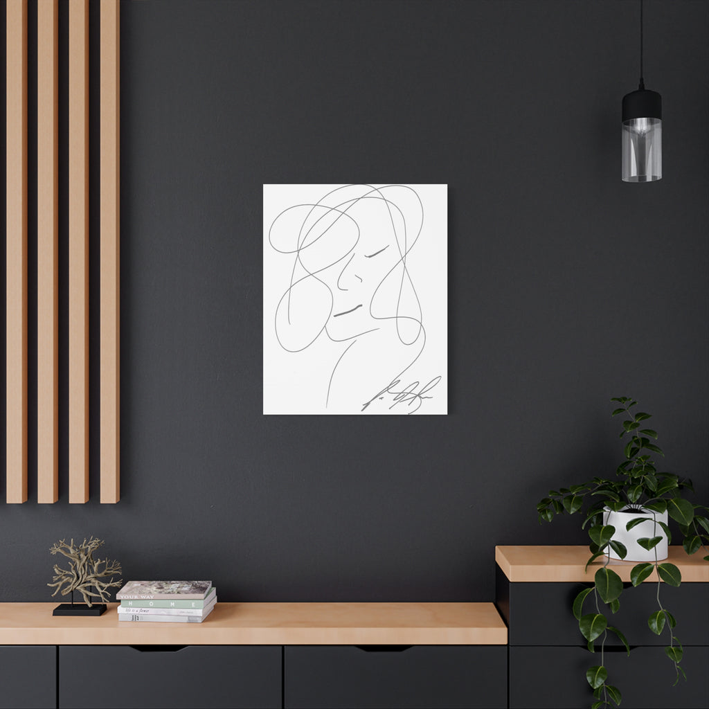 In Her Silence — Matte Canvas Print — Feminine Line Art Wall Art