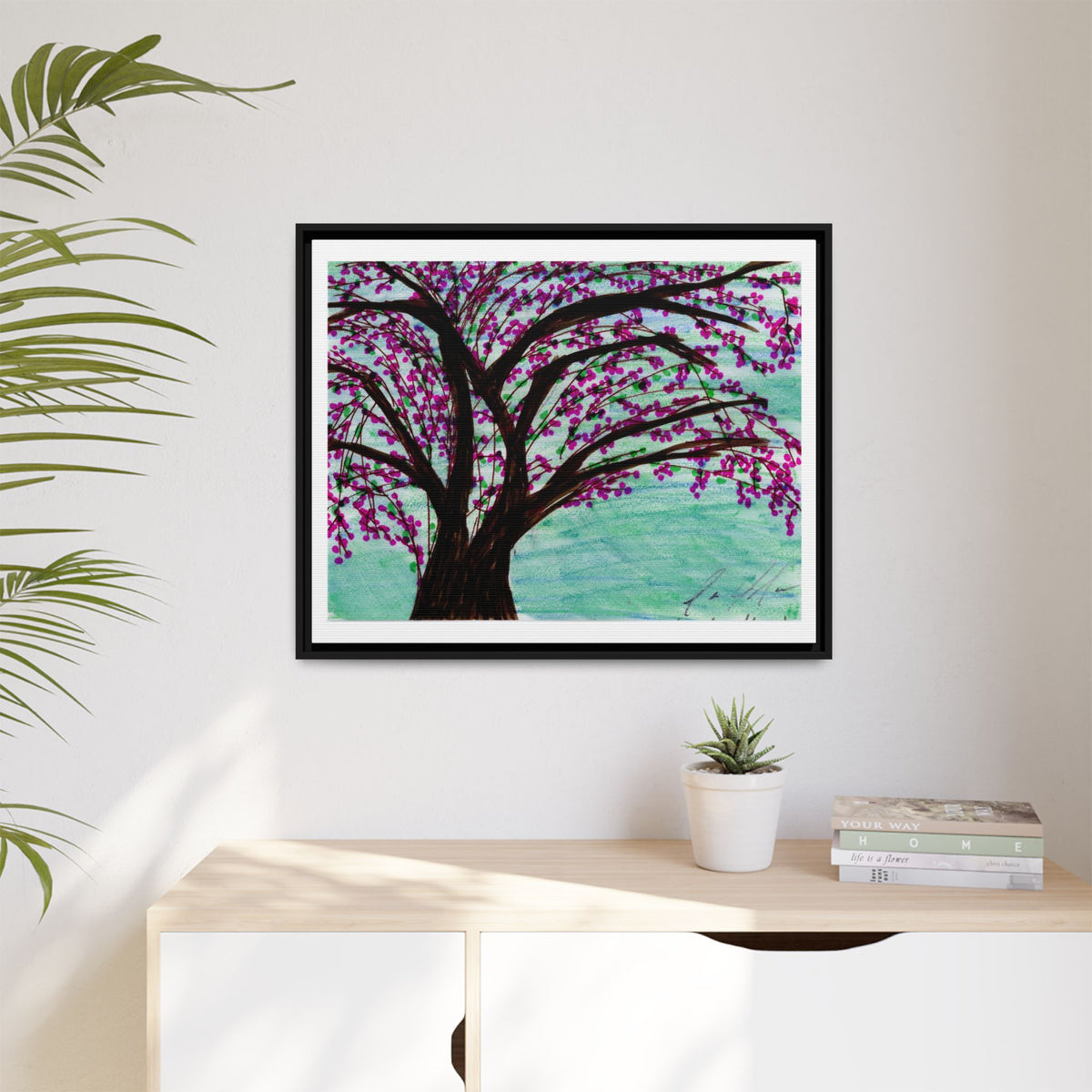 Blossom Tree — Framed Matte Canvas Print — Floral Tree Wall Art