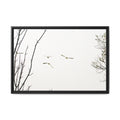 From the Gray — Winter Flight Framed Matte Canvas Print — Black & White Bird Photography Wall Art