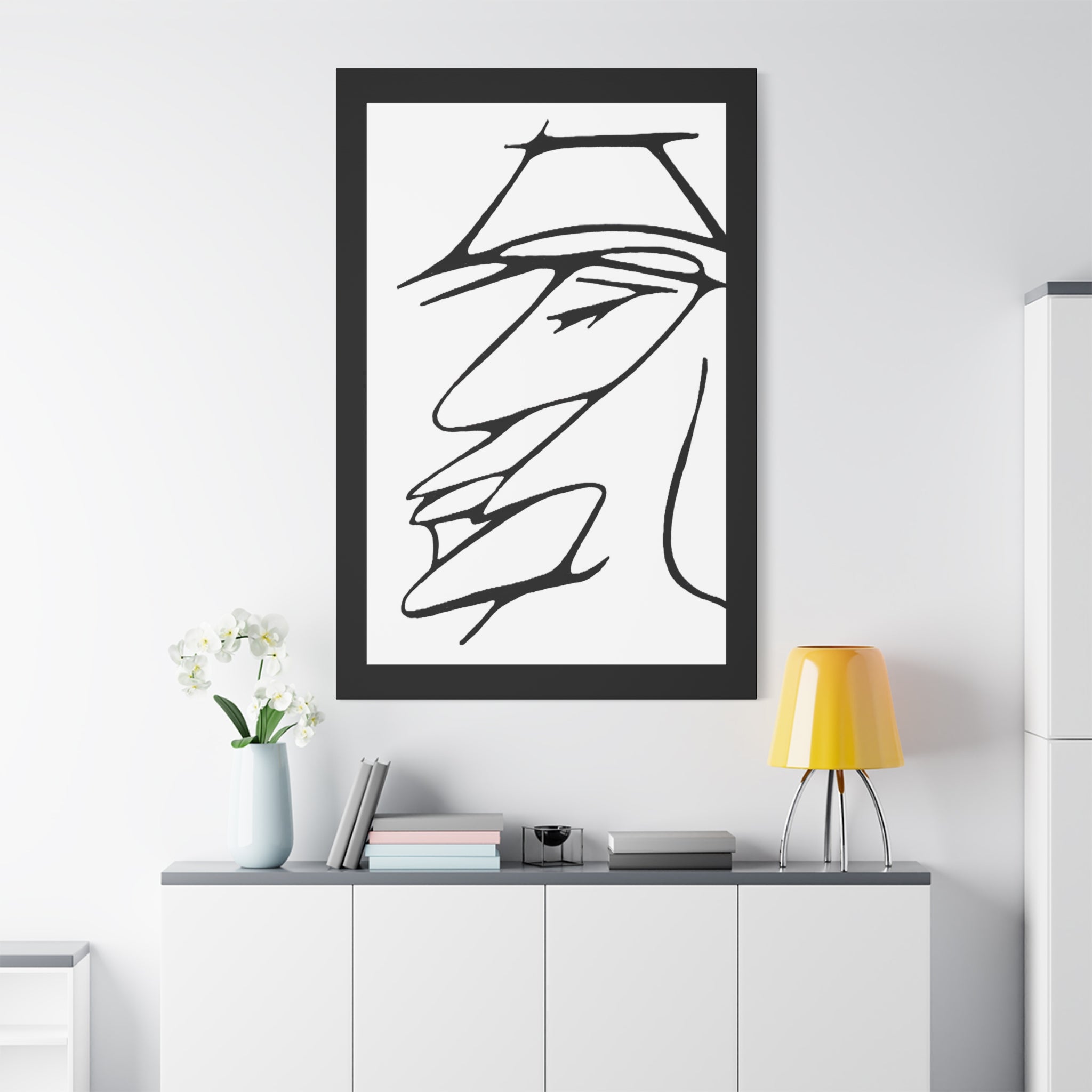 Minimalist Line Art Canvas Print — Abstract Profile Matte Stretched Wall Art