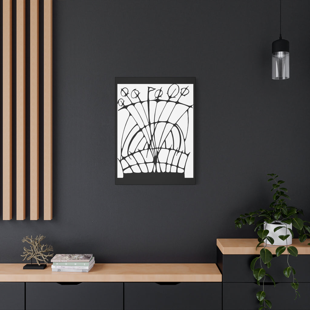 Abstract Black & White Floral Canvas Wall Art — Modern Stretched Matte Print