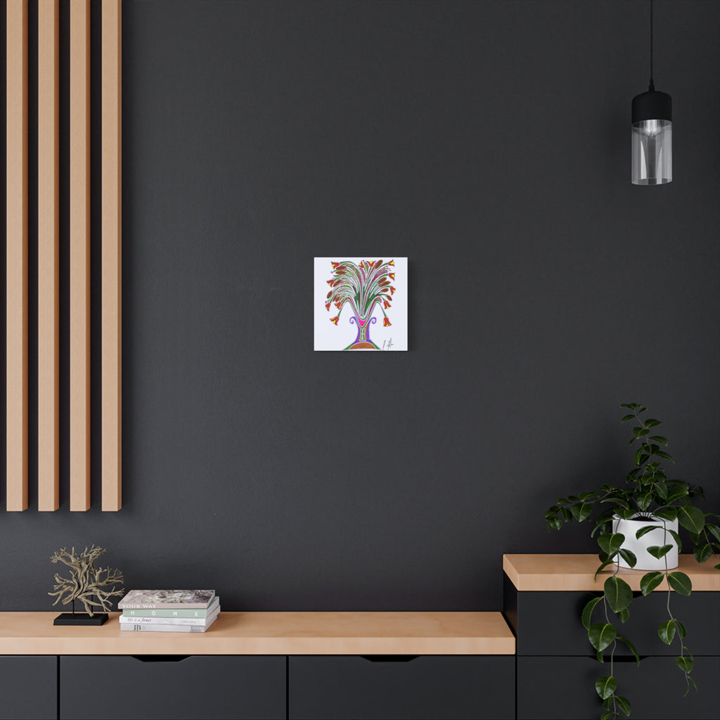 Botanical Burst Canvas Print — Colorful Floral Vase Wall Art