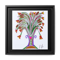 Botanical Burst — Framed Matte Canvas Print — Colorful Floral Vase Wall Art