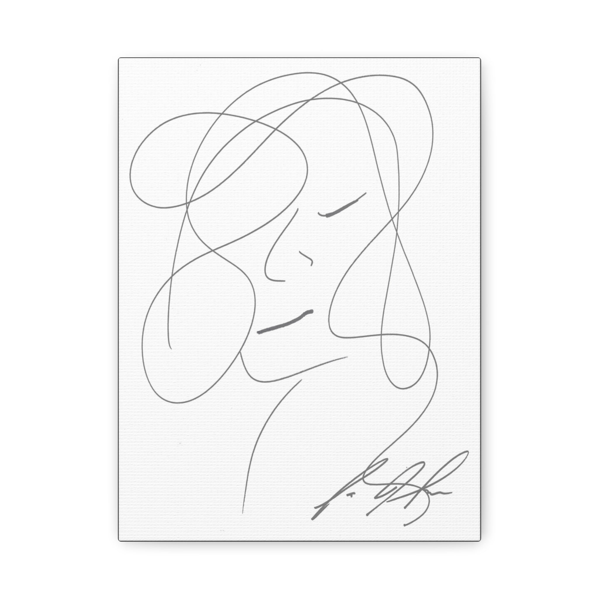 In Her Silence — Matte Canvas Print — Feminine Line Art Wall Art
