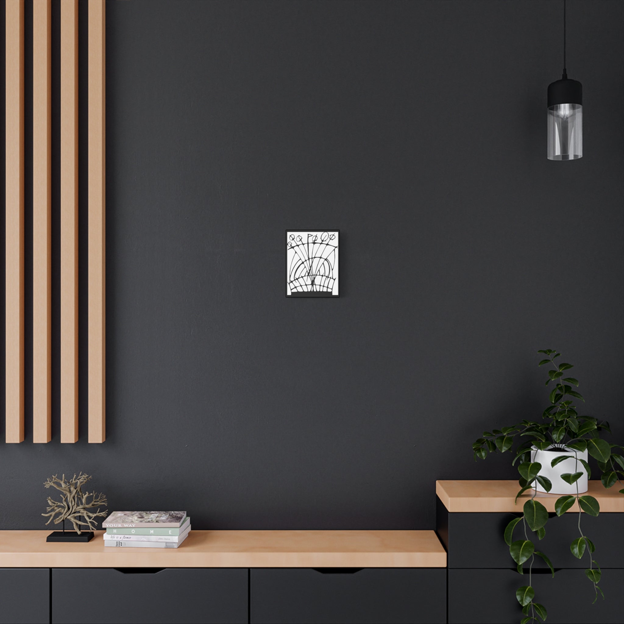 Abstract Black & White Floral Canvas Wall Art — Modern Stretched Matte Print