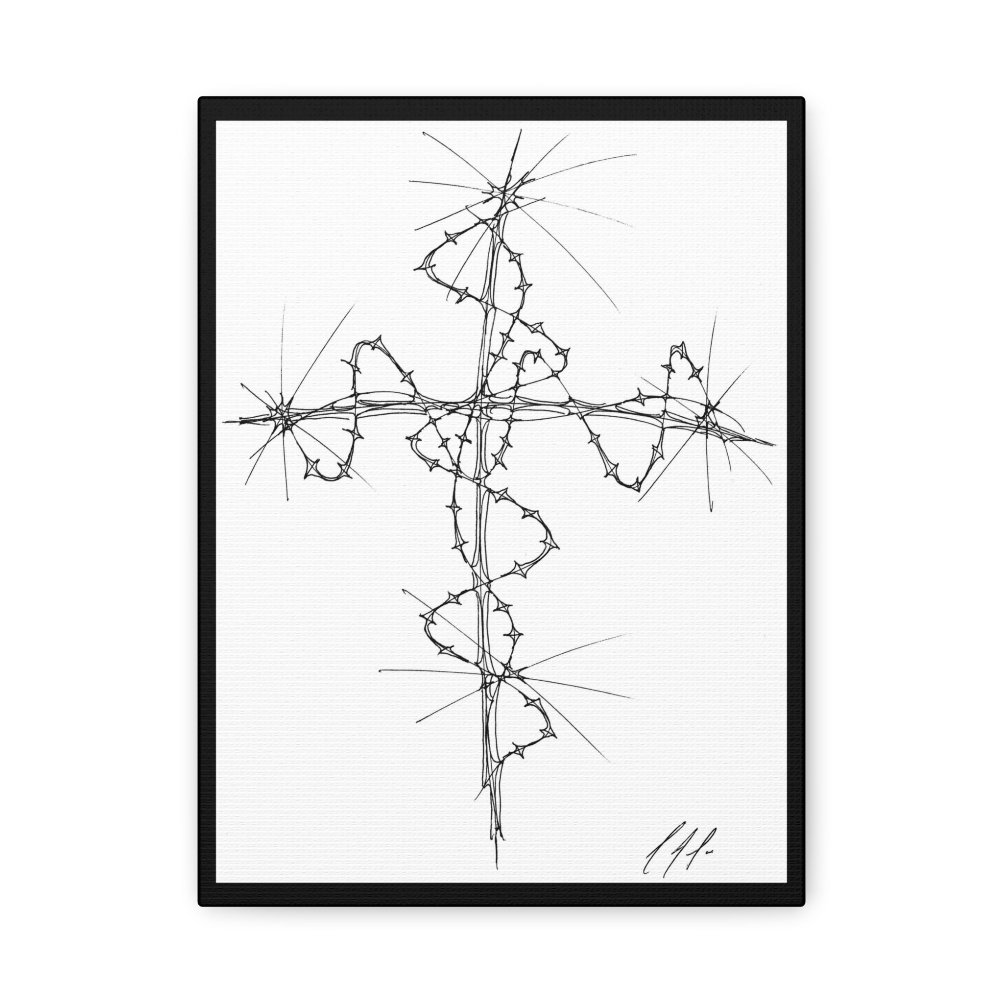 Barbed Wire Cross Matte Canvas Wall Art