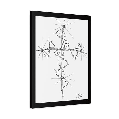 Barbed Wire Cross — Matte Canvas Print — Gothic Religious Wall Art