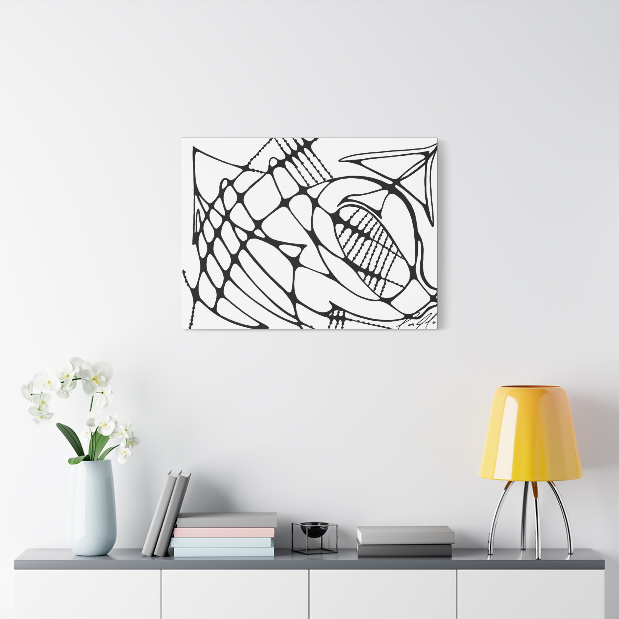 Abstract Black & White Line Art Canvas Print — Modern Geometric Wall Decor