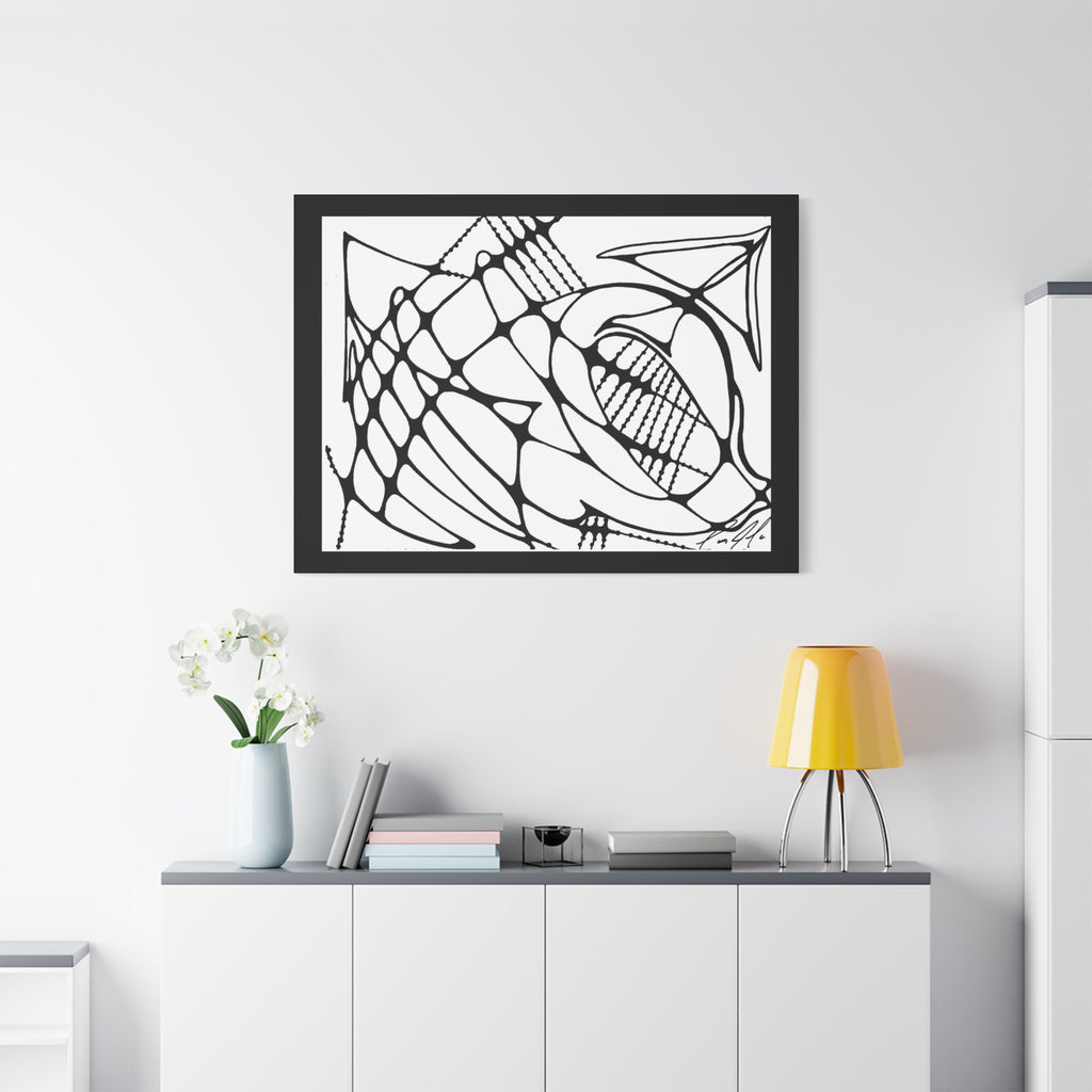 Abstract creature canvas print — surreal wall art, stretched matte canvas