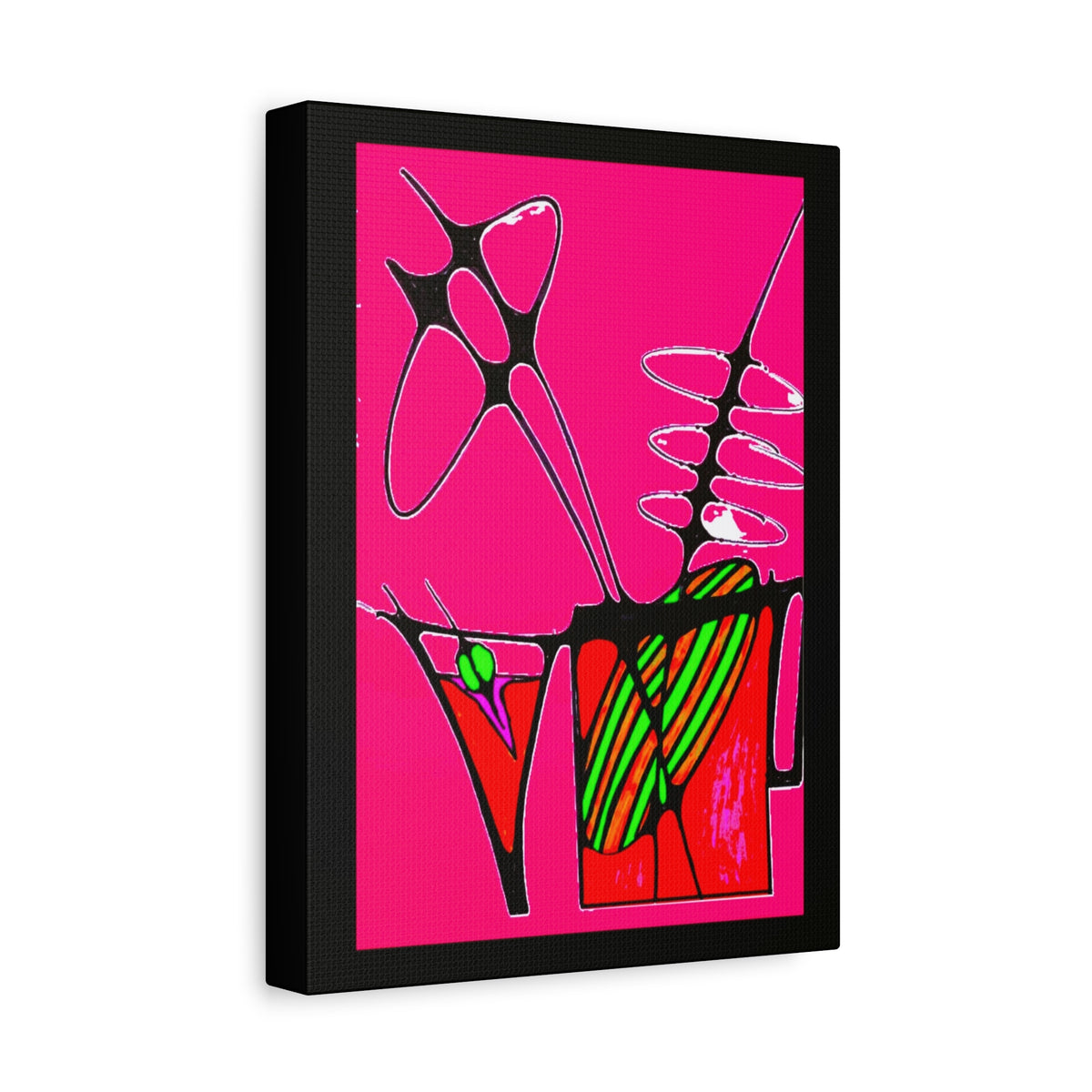 Abstract Cocktails 1 — Matte Canvas Print — Hot Pink Cocktail Wall Art
