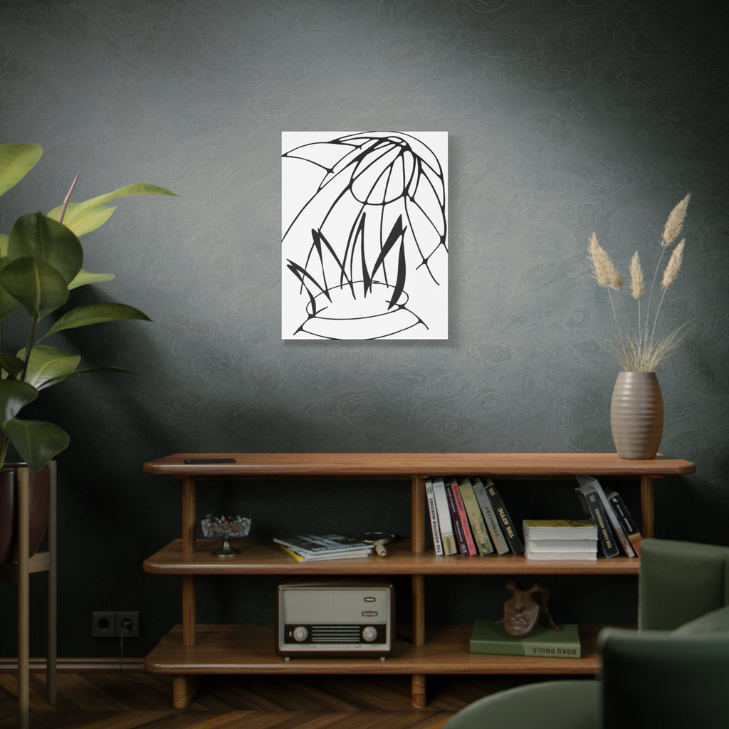 Out of the Fire — Matte Canvas Print — Abstract Black & White Line Art