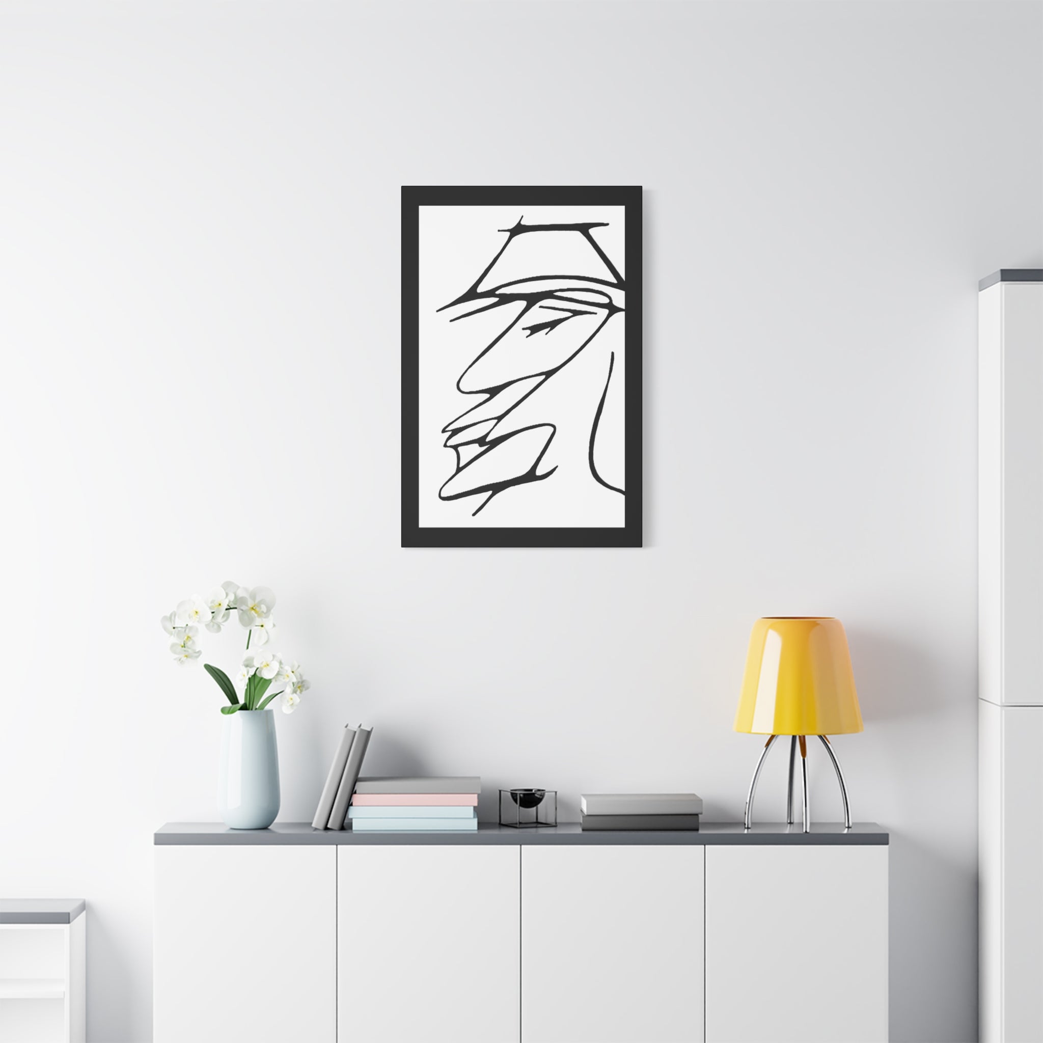 Minimalist Line Art Canvas Print — Abstract Profile Matte Stretched Wall Art