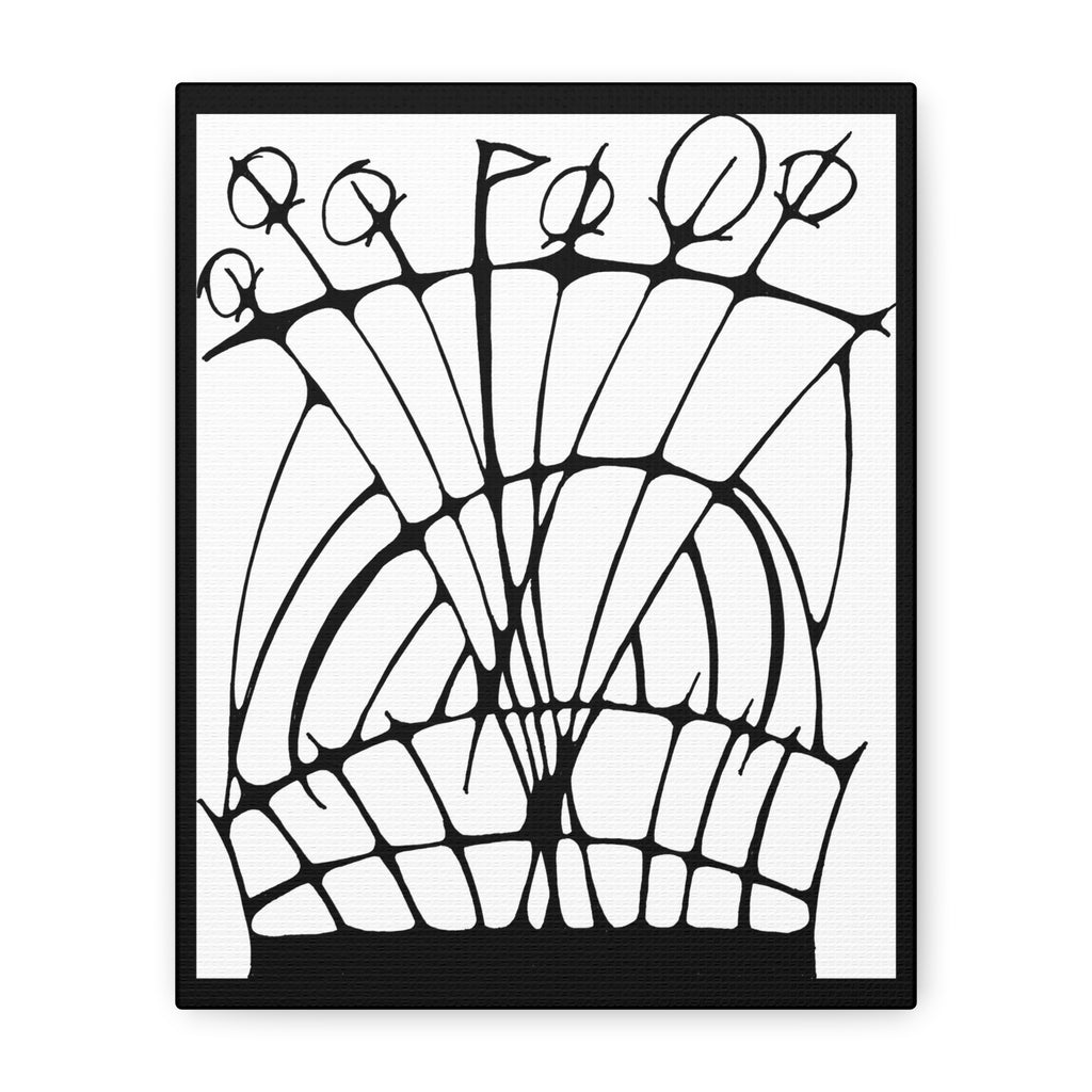 Abstract Black & White Floral Canvas Wall Art — Modern Stretched Matte Print