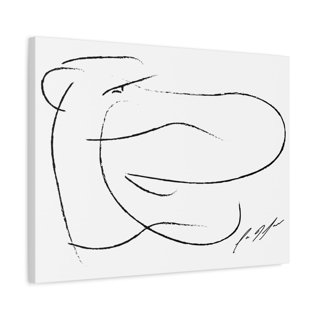 Minimalist Abstract Line Art Canvas — Black & White Stretched Matte