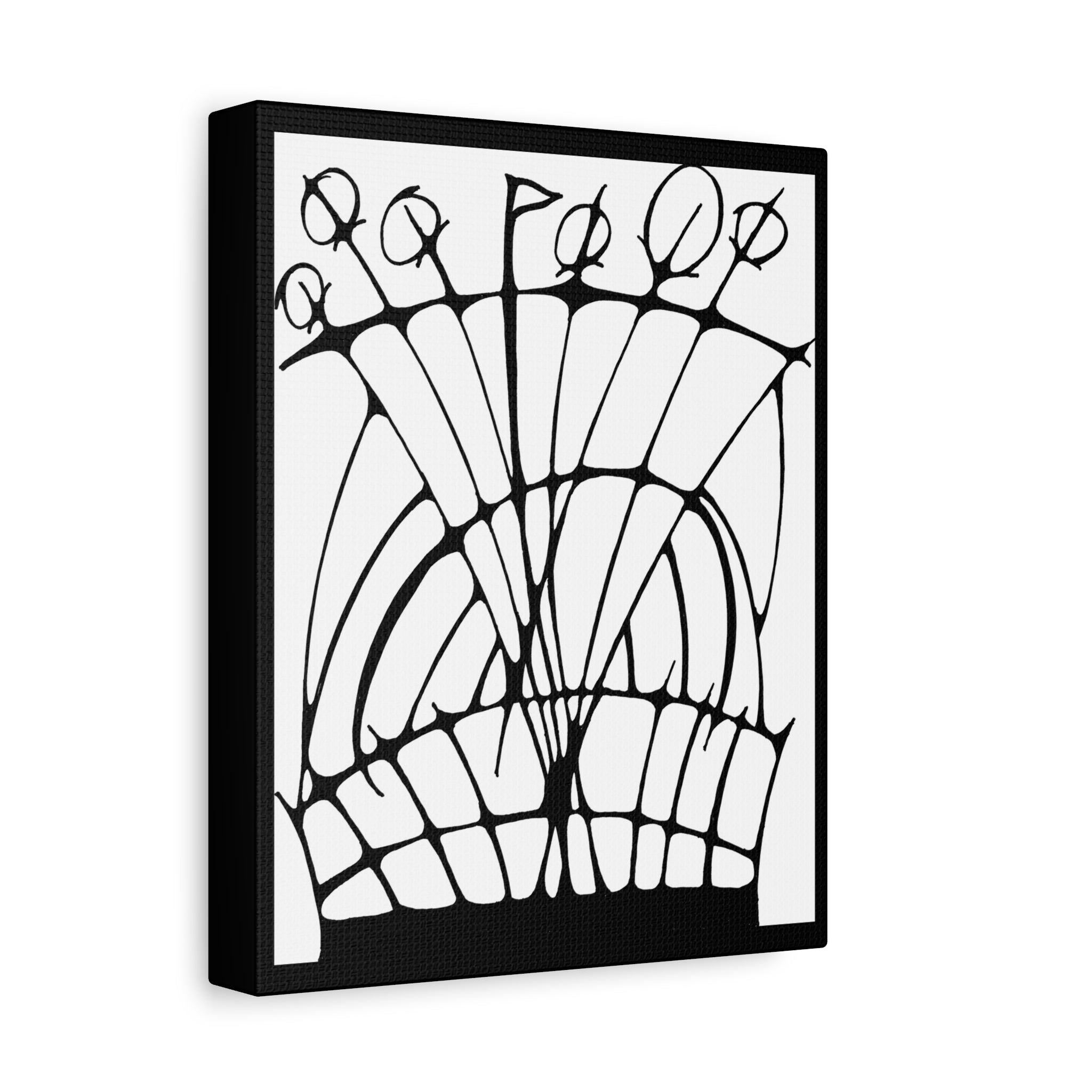 Abstract Black & White Floral Canvas Wall Art — Modern Stretched Matte Print