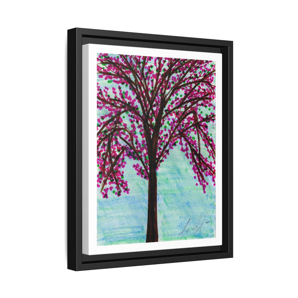 Pink Blossom — Framed Matte Canvas Print — Floral Tree Wall Art