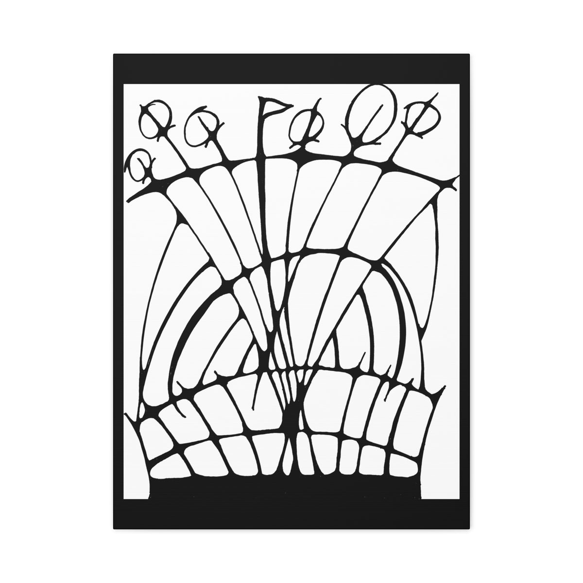 Abstract Black & White Floral Canvas Wall Art — Modern Stretched Matte Print