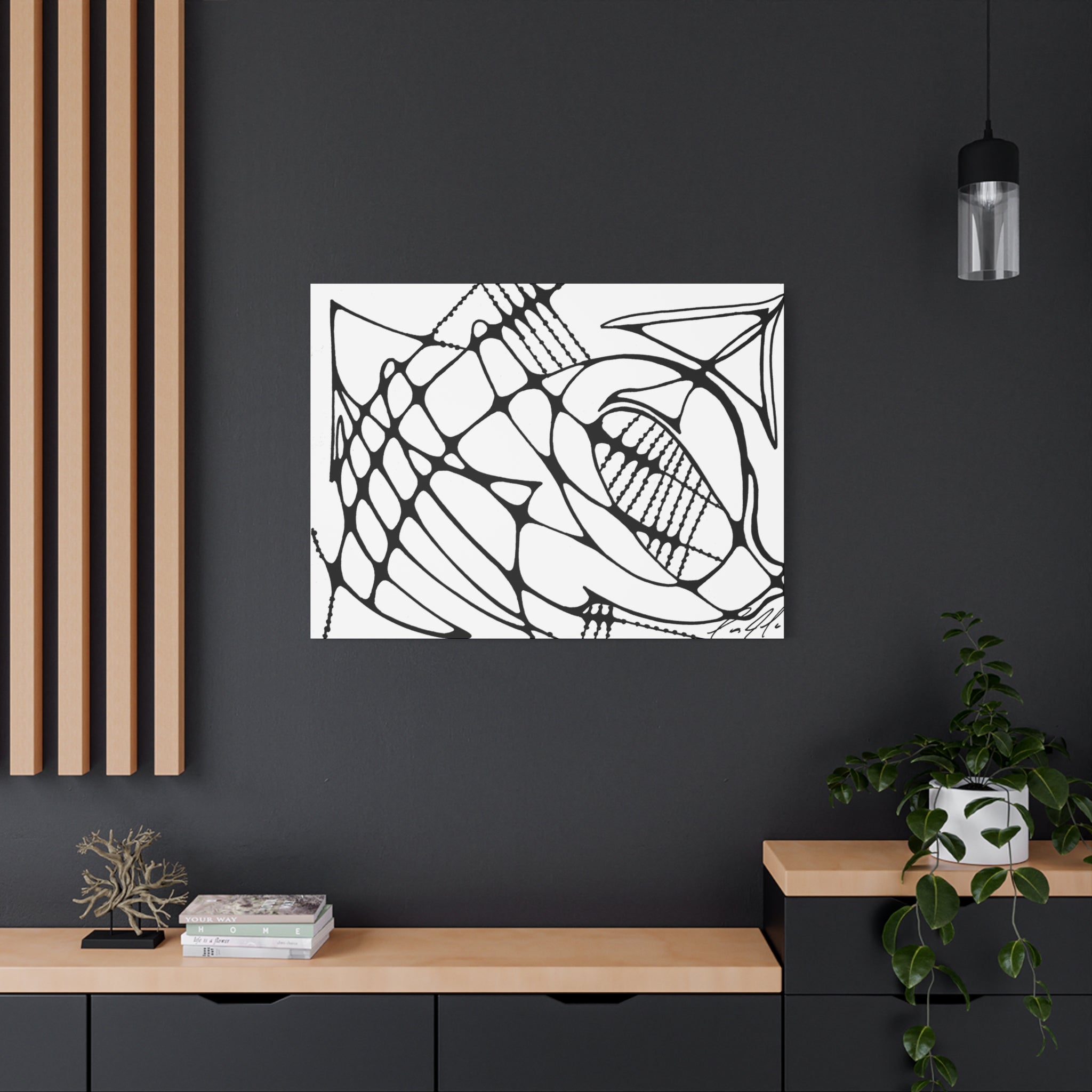 Abstract Black & White Line Art Canvas Print — Modern Geometric Wall Decor