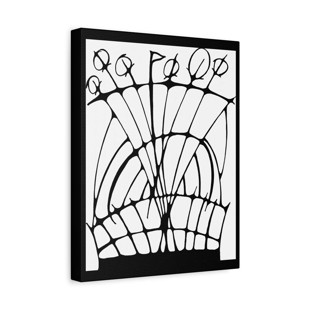Abstract Black & White Floral Canvas Wall Art — Modern Stretched Matte Print