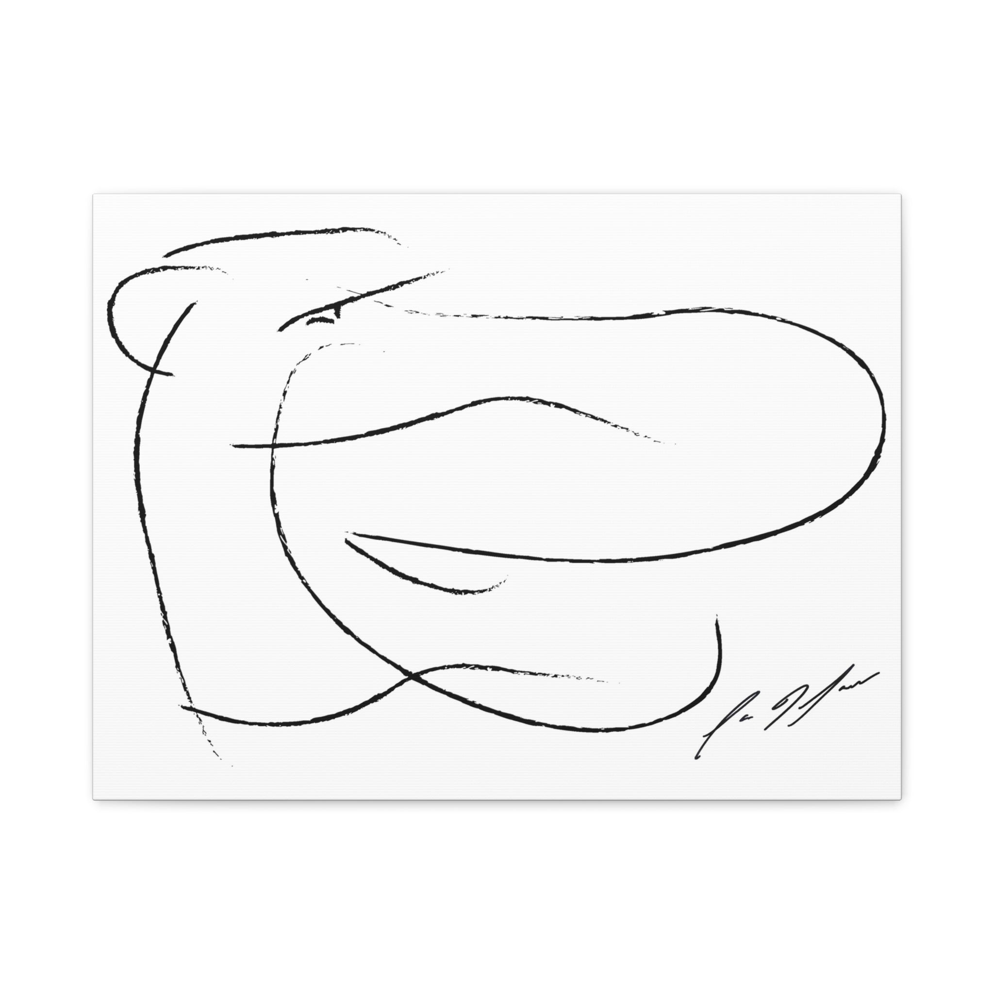 Minimalist Abstract Line Art Canvas — Black & White Stretched Matte