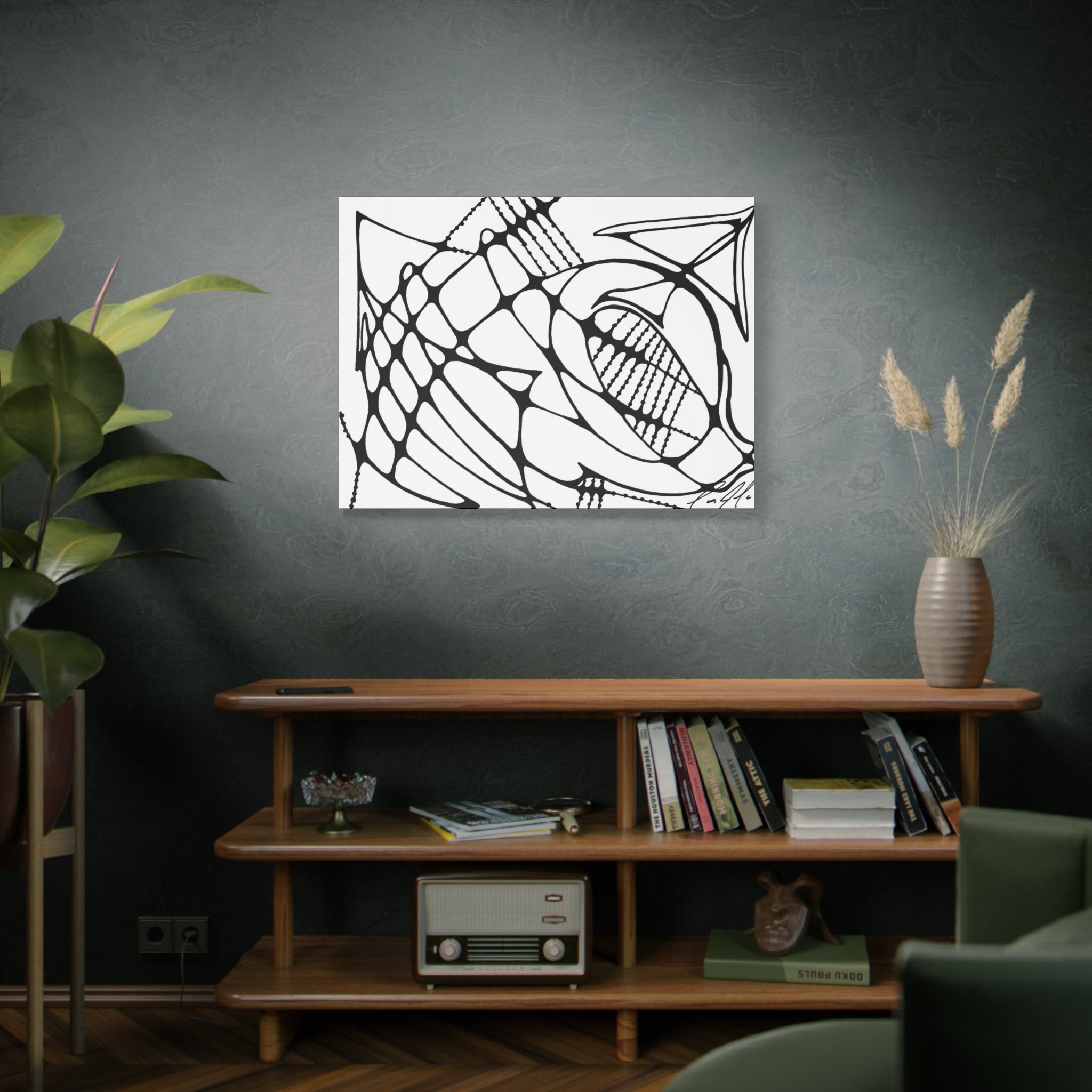 Abstract Black & White Line Art Canvas Print — Modern Geometric Wall Decor
