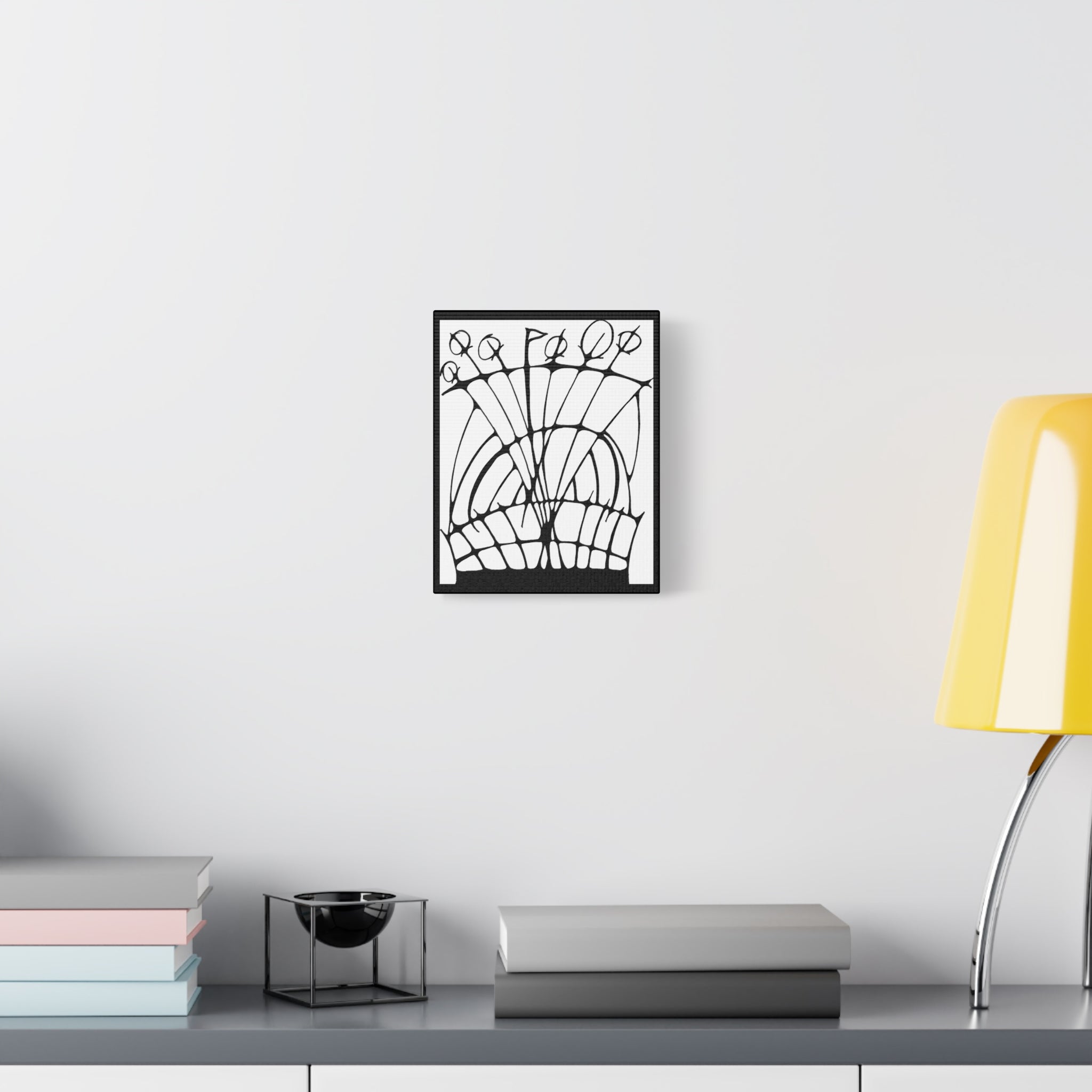 Abstract Black & White Floral Canvas Wall Art — Modern Stretched Matte Print