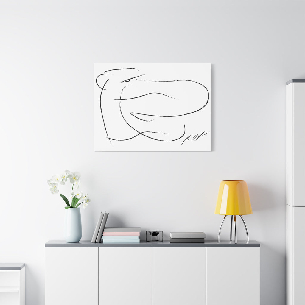 Minimalist Abstract Line Art Canvas — Black & White Stretched Matte