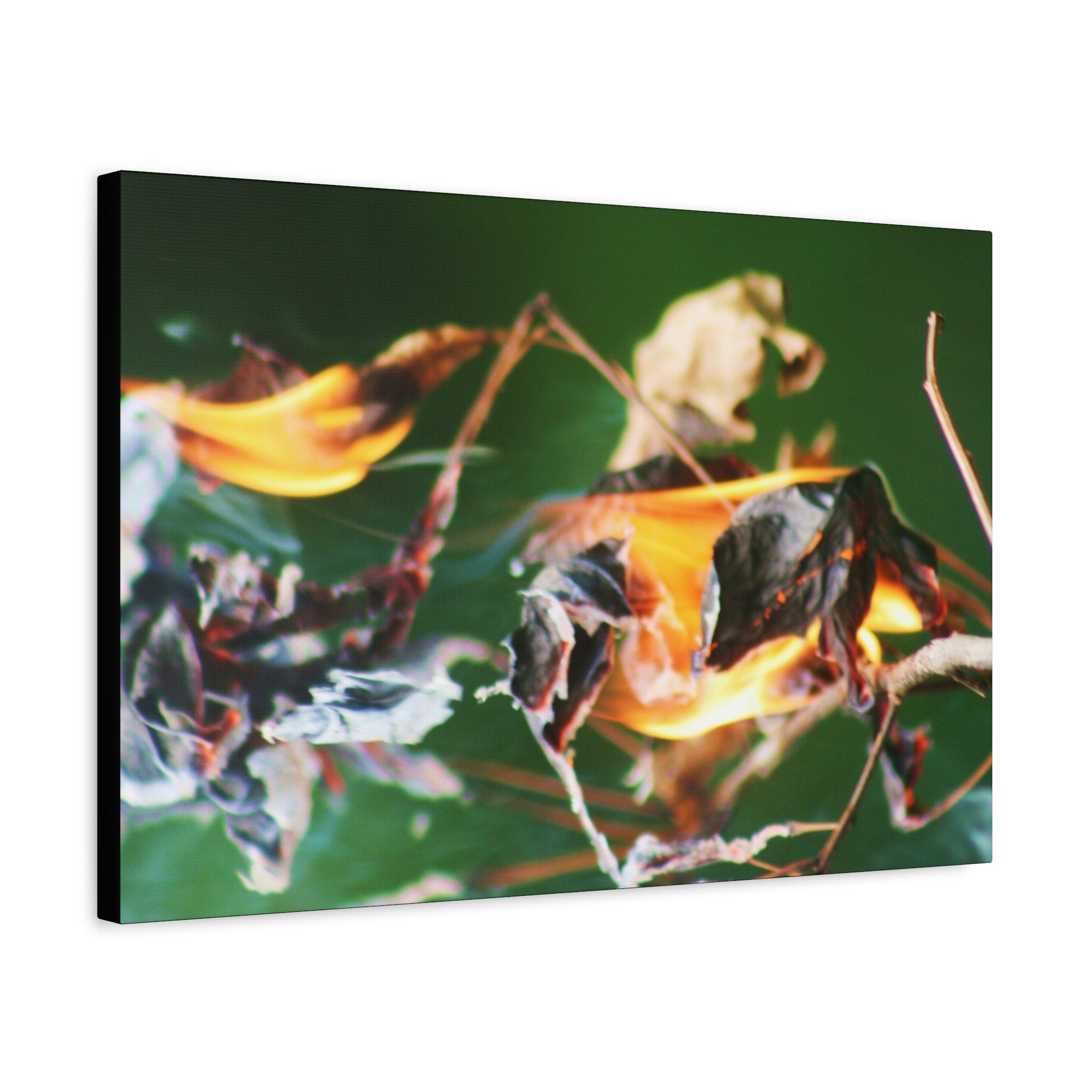 Flaming Leaves Matte Canvas Print — Nature Abstract Wall Art