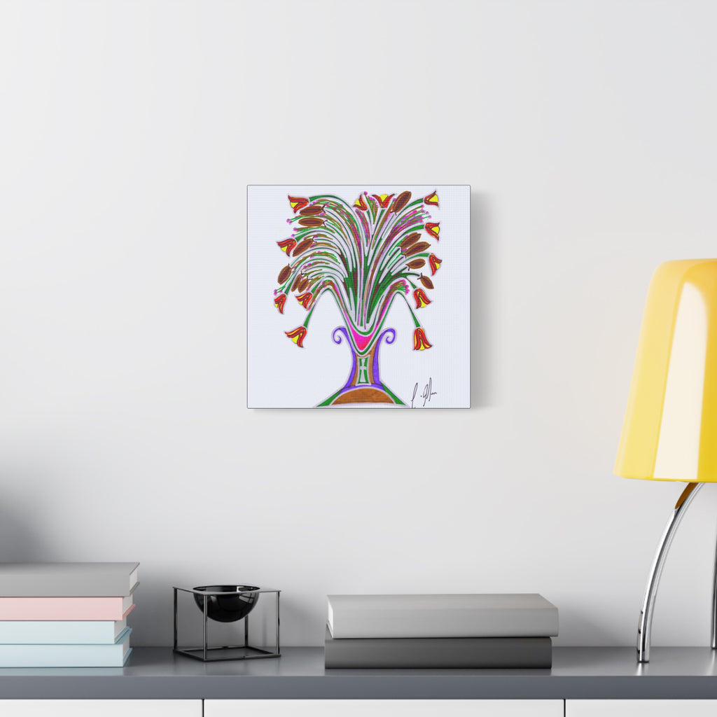 Botanical Burst Canvas Print — Colorful Floral Vase Wall Art